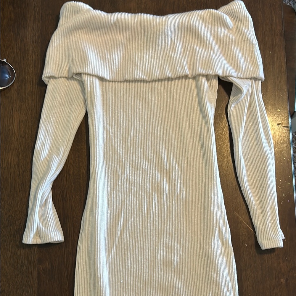 Off-Shoulder Ribbed Knit Dress